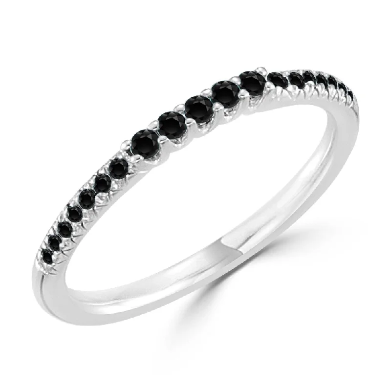 10K Gold Stackable 1/6ct TDW Dainty Black Diamond Accent Wedding Band by Auriya