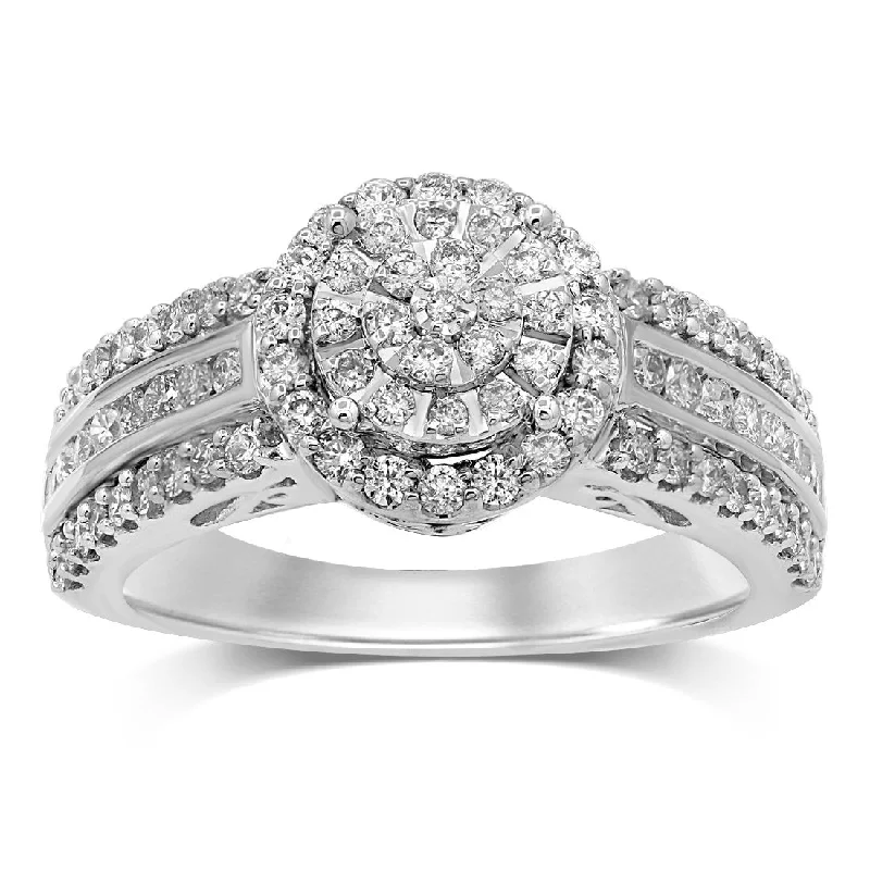 Martina Halo Ring with 3/4ct of Diamonds in 9ct White Gold