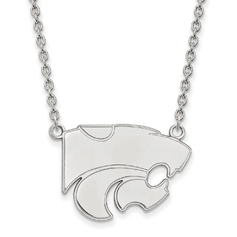 Sterling Silver Kansas State Large Wildcat Pendant Necklace