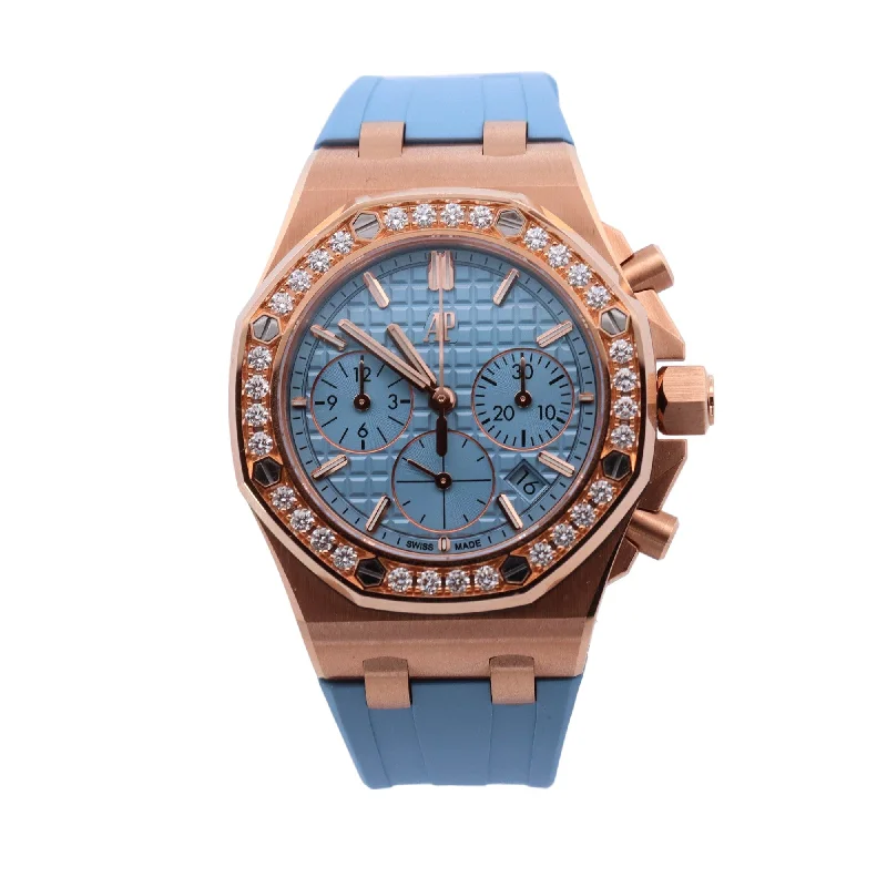 Audemars Piguet Royal Oak Offshore 37mm Rose Gold Light Blue Chronograph Dial Watch Reference #:  26231OR.ZZ.A085CA.01