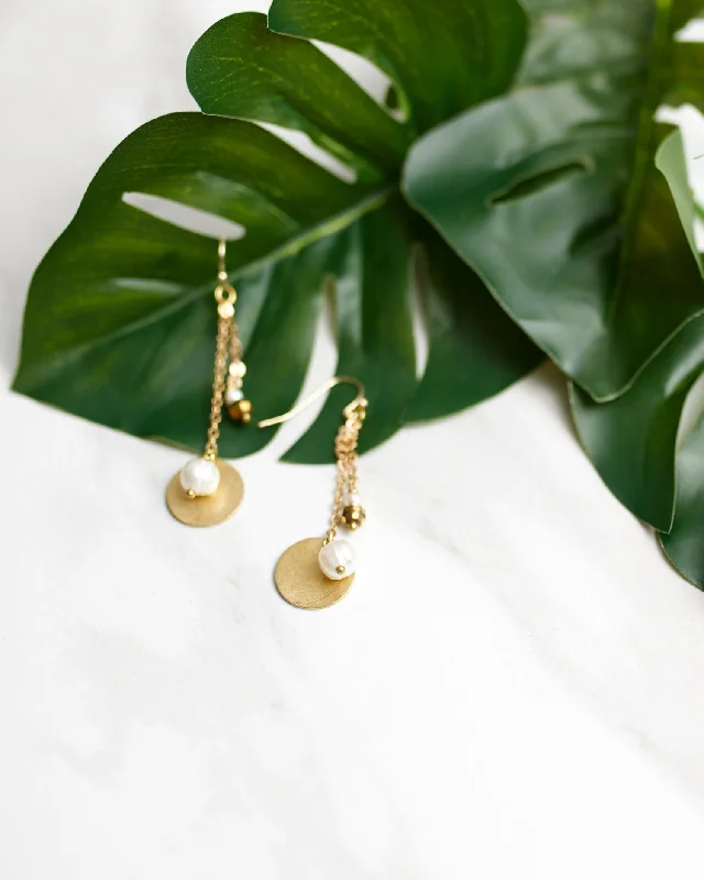 Gold Line Drop Cluster Earring