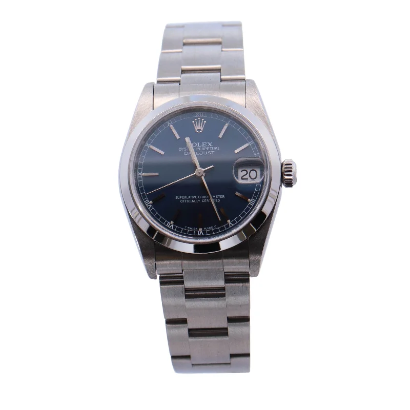 Rolex Datejust Stainless Steel 31mm Blue Stick Dial Watch Reference #: 68240