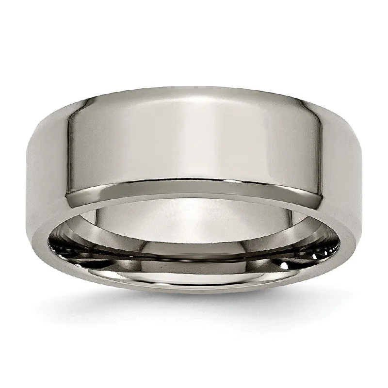 Titanium Beveled Edge 8mm Polished Comfort Fit Band