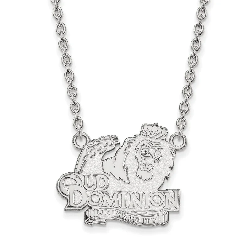 10k White Gold Old Dominion U Large Pendant Necklace