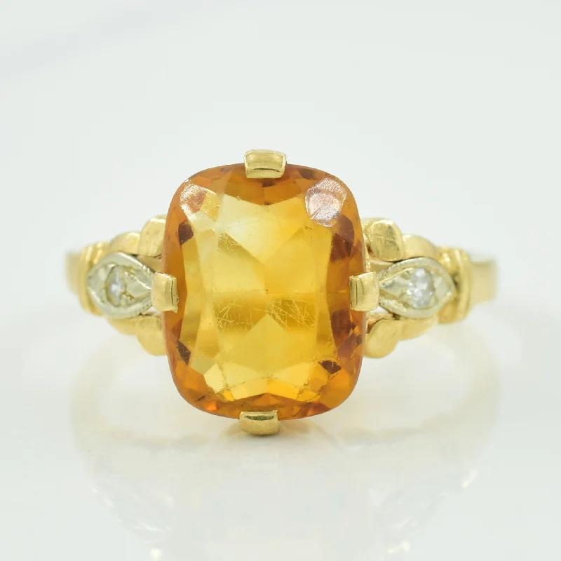 Citrine & Diamond Three Stone Cocktail Ring | 2.80ct, 0.03ctw | SZ 6.25 |