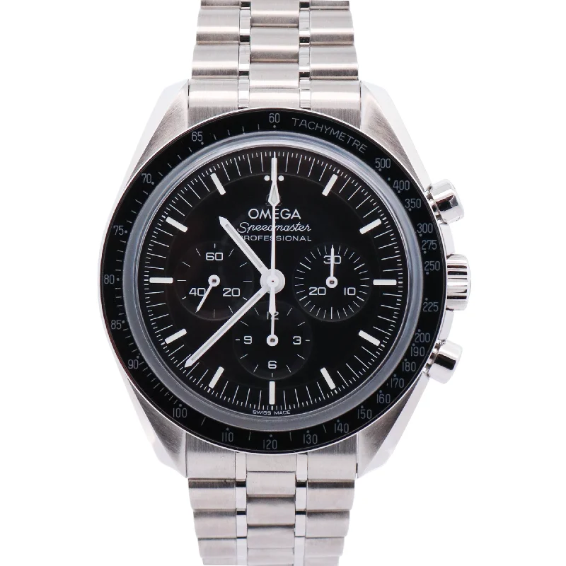 Omega Mens Speedmaster Stainless Steel 42mm Black Chronograph Dial Watch Reference# 310.30.42.50.01.002