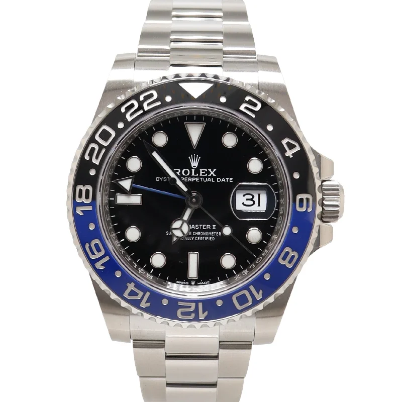 NEW Rolex Men's GMT-Master II Batman Stainless Steel 40mm Black Dot Dial Watch Reference #: 126710BLNR