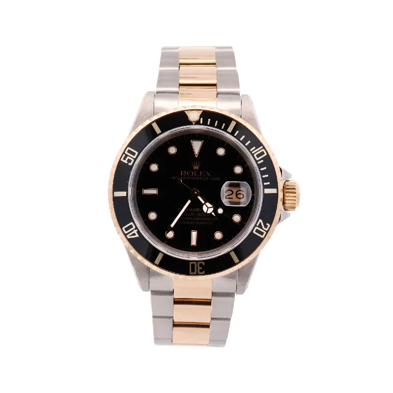 Rolex Submariner Two Tone Yellow Gold & Steel 40mm Black Dot Dial Watch Reference #: 16613LN