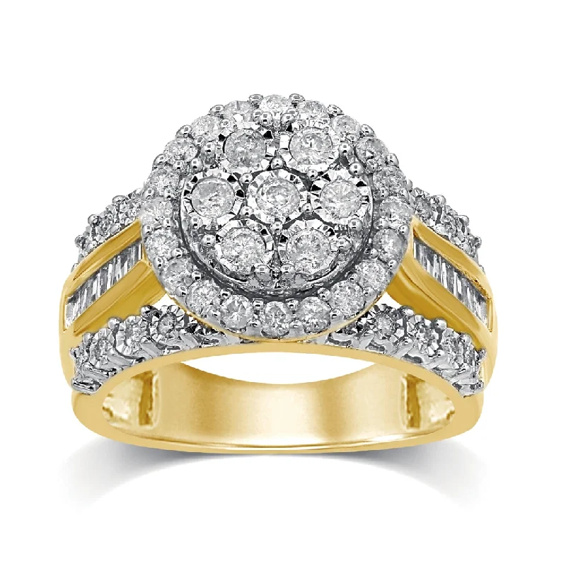 9ct Yellow Gold 1.00ct Diamond Brilliant Miracle Cluster Ring