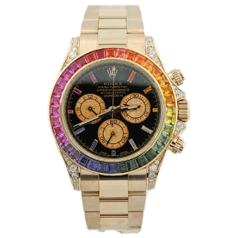 Rolex Daytona Rose Gold 40mm Custom Black Rainbow Watch Reference #: 116505