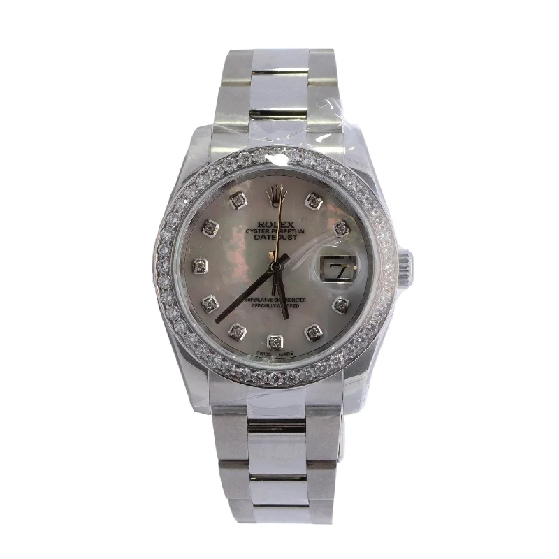 Rolex Datejust 36mm Stainless Steel White MOP Diamond Dial Watch Reference #: 116234