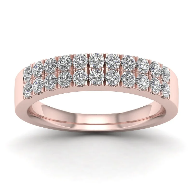 De Couer IGI Certified 3/4ct TDW Diamond Wedding Band - Pink