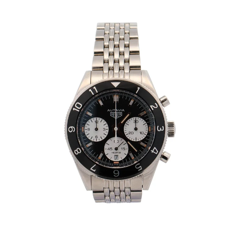 Tag Heuer Autavia Stainless Steel 42mm Black Chronograph Dial Watch Reference #: CBE2110-0