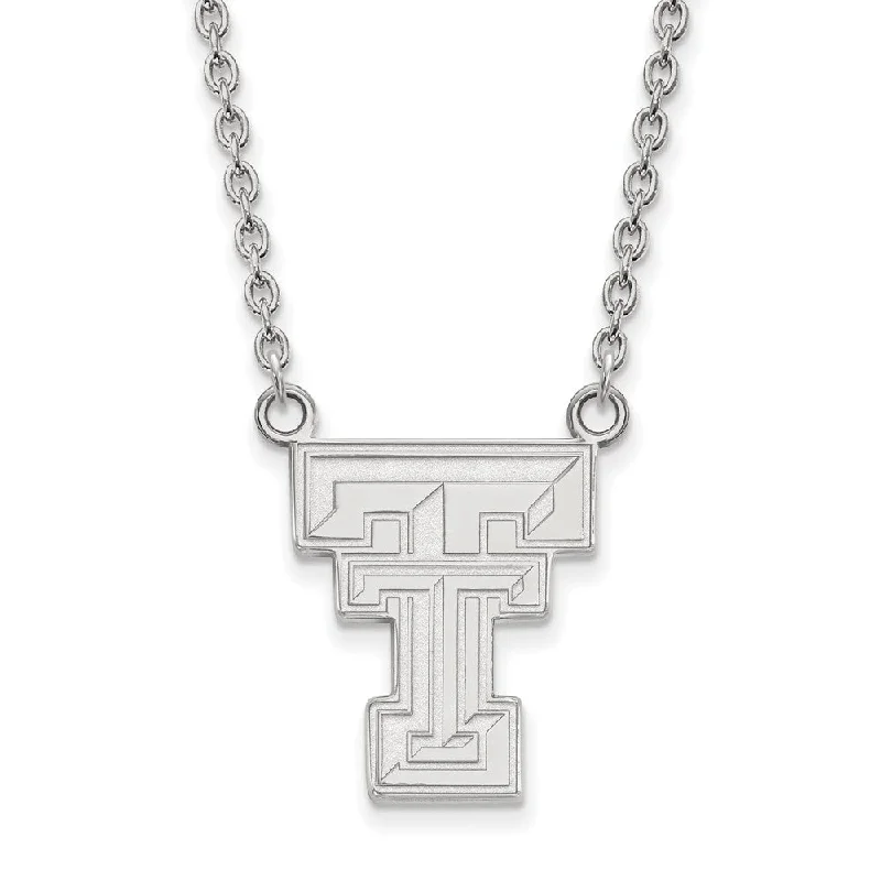 10k White Gold Texas Tech U Large 'TT' Pendant Necklace