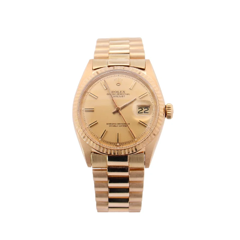 Rolex Datejust Yellow Gold 36mm Champagne Stick Dial Watch Reference #: 16018