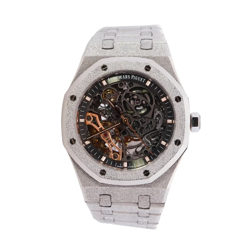 Audemars Piguet Royal Oak Double Balance Wheel Frosted White Gold 41mm Openwork Dot Dial Watch Reference #: 15407BC.GG.1224BC.01