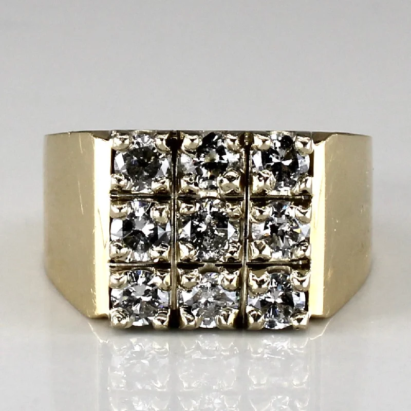 Grid Set Diamond Wide Ring | 1.53ctw | SZ 9 |