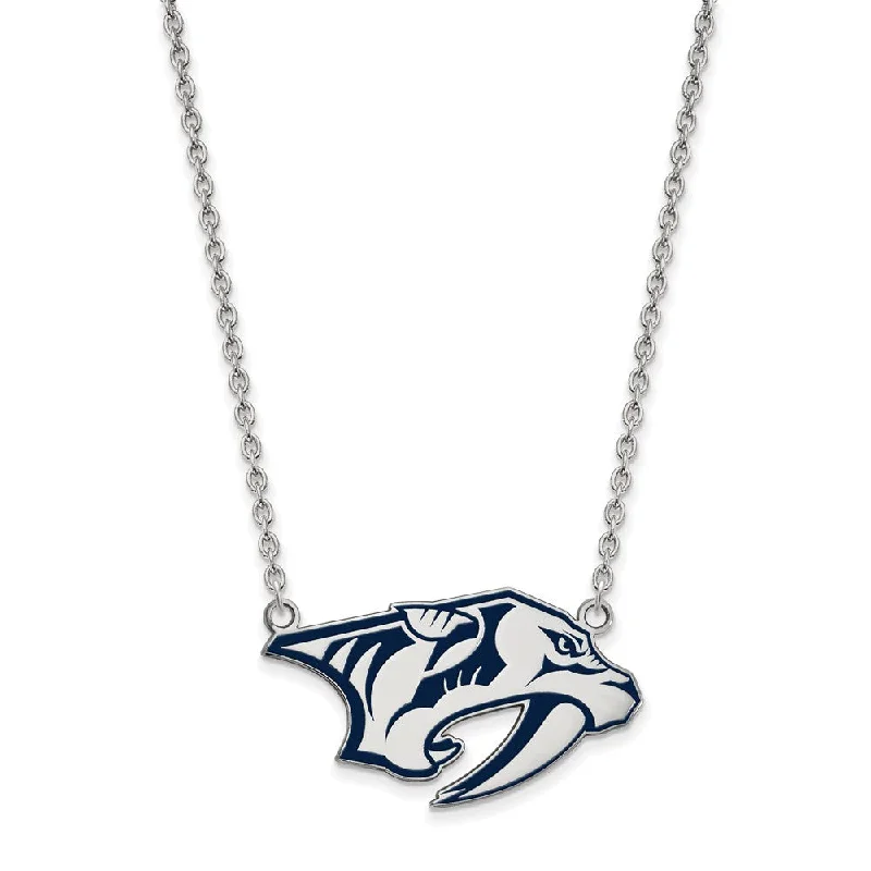 Sterling Silver NHL Predators Large Enamel Necklace, 18 Inch