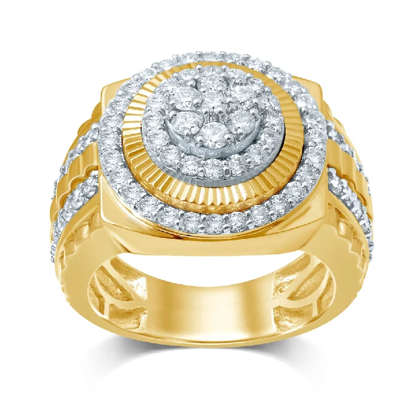 Mens 9ct Yellow Gold 2.00ct Diamond Ring