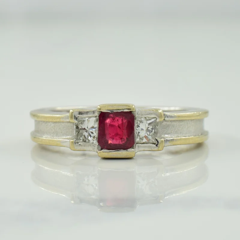 Ruby & Diamond Three Stone Ring | 0.50ct, 0.32ctw | SZ 8 |