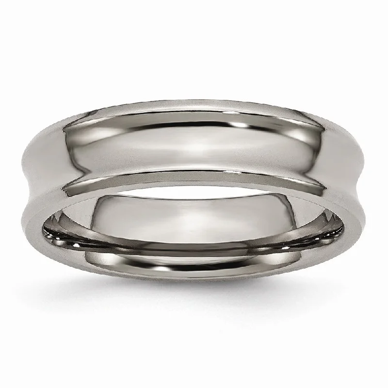 Titanium 6mm Polished Concave and Beveled Edge Band