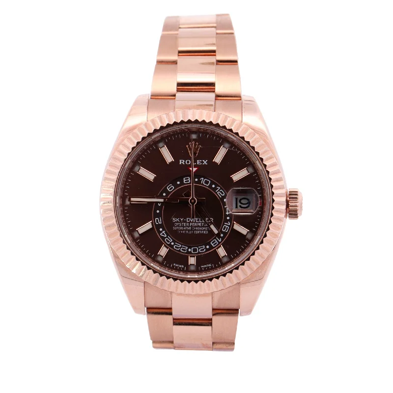 Rolex Sky-Dweller Rose Gold 42mm Chocolate Stick Dial Watch Reference #: 326935