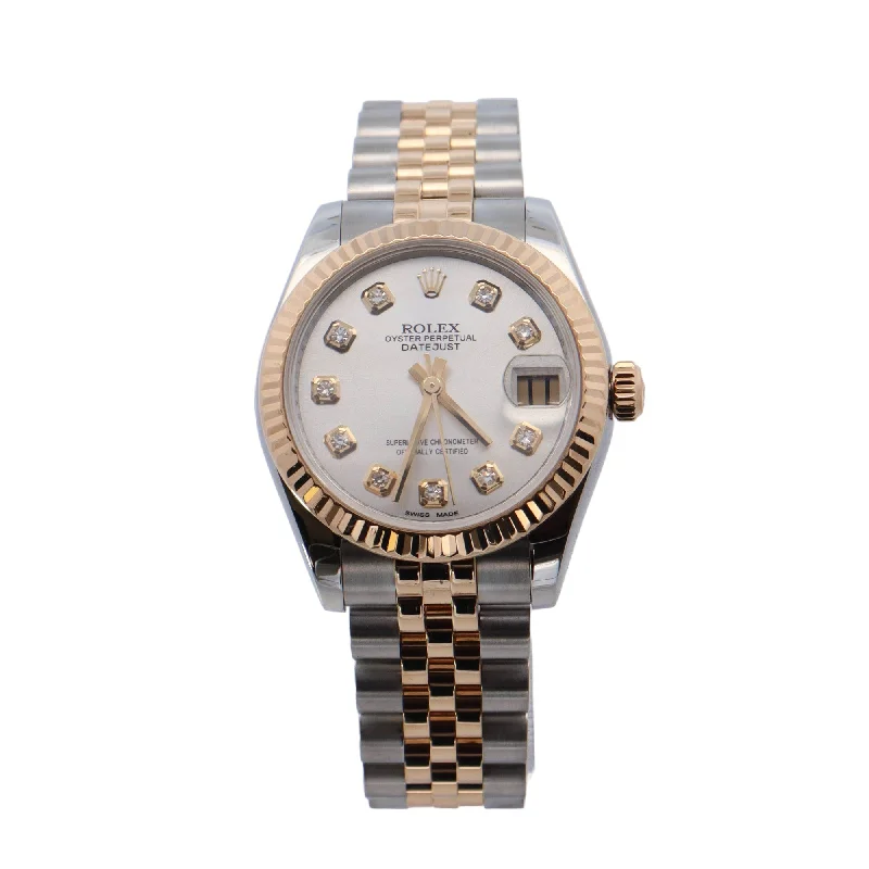 Rolex Datejust 31mm Yellow Gold & Stainless Steel Silver Diamond Dial Watch Reference #: 178273