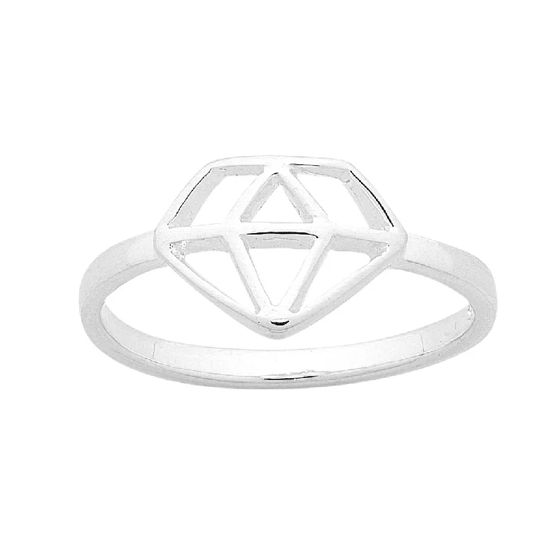 Sterling Silver Diamond Shape Outline Ring