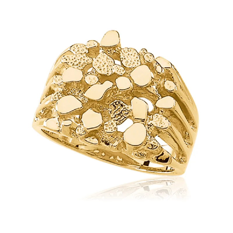 Men's Extra Large 14K Yellow Gold Nugget Ring