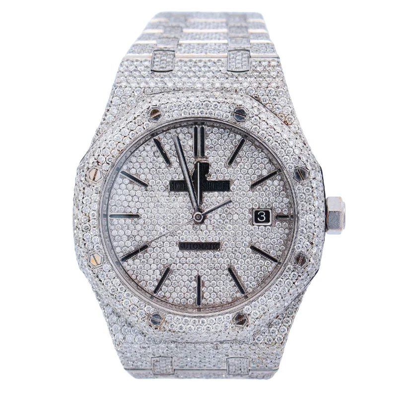 Audemars Piguet Royal Oak Stainless Steel 41mm Custom ICED OUT Pave Dial Watch Reference# 14289