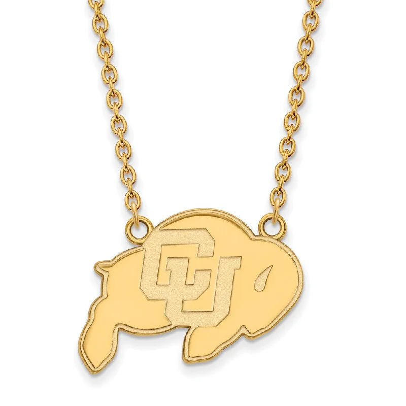 14k Gold Plated Silver U of Colorado Lg Buffalo Pendant Necklace