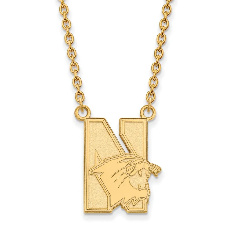 14k Yellow Gold Northwestern U Large Pendant Necklace