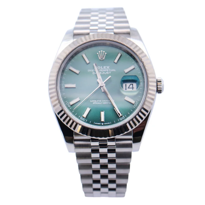 Rolex Datejust 41 Stainless Steel Olive Green Dial Watch Reference# 126334