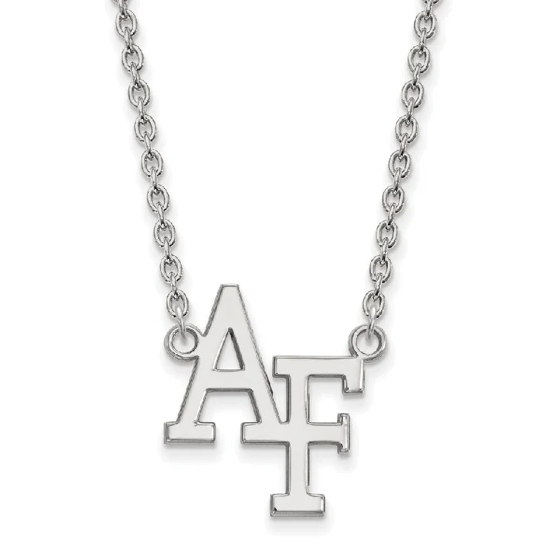 Sterling Silver Air Force Academy Large 'AF' Pendant Necklace