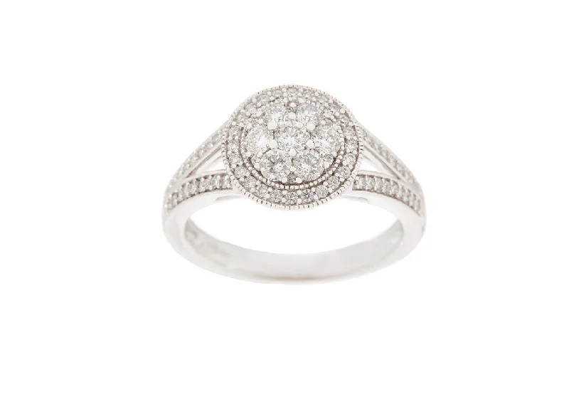 Split Shoulder Ring with 0.65ct of Diamonds in 14ct White Gold