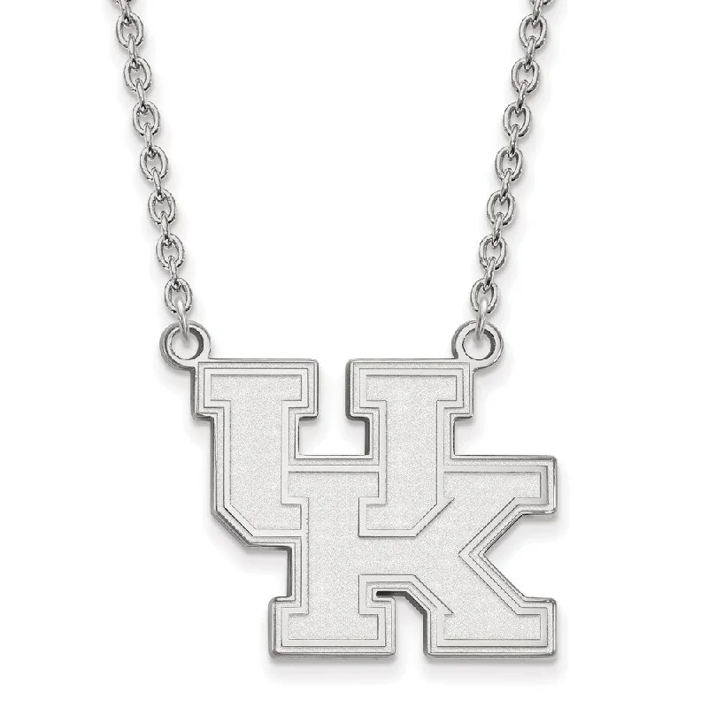 Sterling Silver U of Kentucky Large 'UK' Pendant Necklace