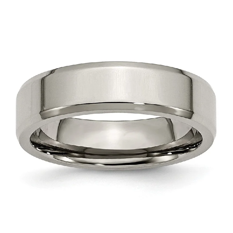 Titanium Beveled Edge 6mm Polished Comfort Fit Band