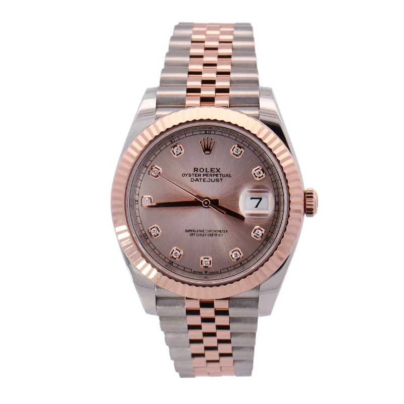 Rolex Datejust 41mm Everose Gold & Stainless Steel Sundust Pink Diamond Dial Watch Reference# 126301