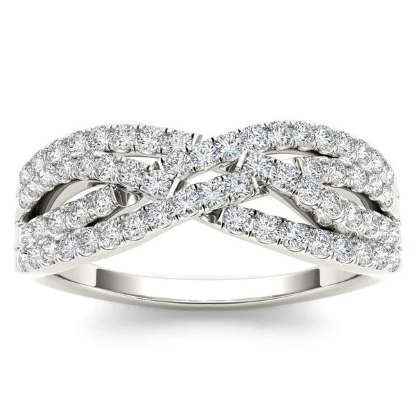 De Couer IGI Certified 10k White Gold 2/5ct TDW Diamond Wedding Band - White H-I