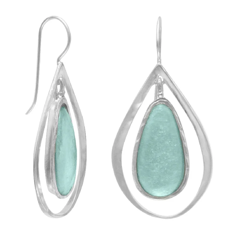 Ancient Roman Glass and Cut Out Design Earrings on French Wire