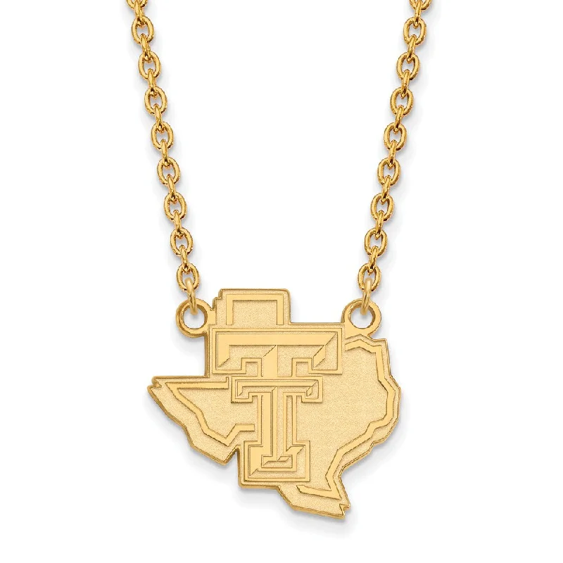 10k Yellow Gold Texas Tech U Large Pendant Necklace