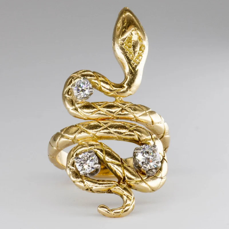 Vintage Snake Ring with Diamonds | 0.71 ctw | SZ 9 |