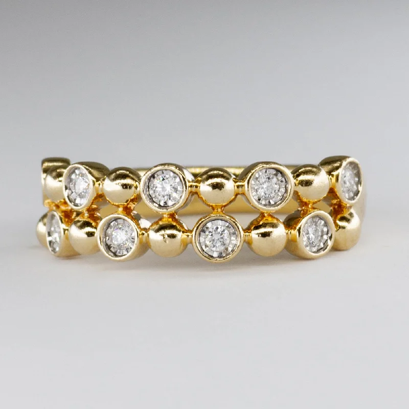 Diamond Double Row Abstract 14k Ring | 0.09ctw | SZ 6.75 |