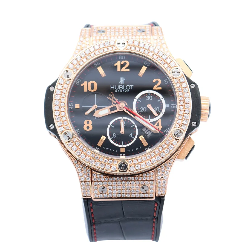 Hublot Big Bang 44mm Rose Gold Black Chronograph Dial Watch Reference# 301.PX.130.RX