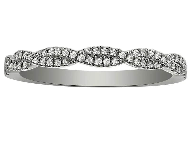 Infinity Twist Ring with 0.10ct of Diamonds in 10ct White Gold