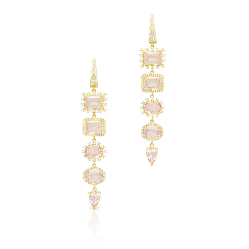 14KT Yellow Gold Morganite Diamond Florentina Earrings