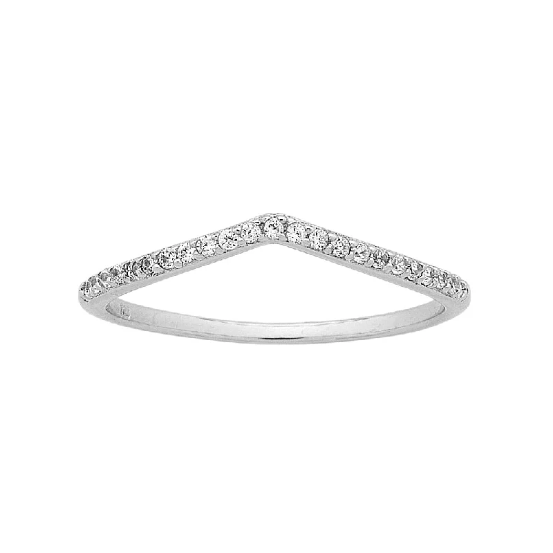 Sterling Silver Cubic Zirconia Small V Ring