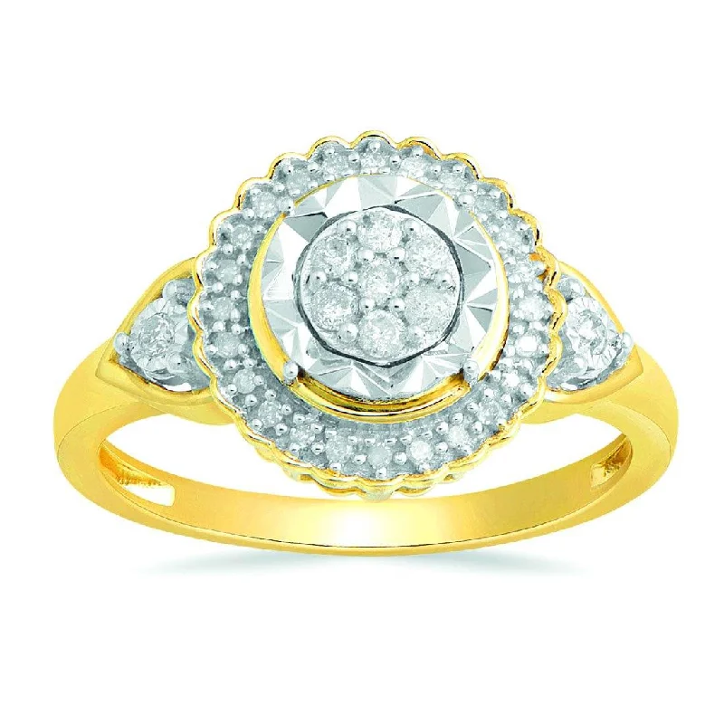 Brilliant Illusion Miracle plate ring with 1/5ct of Diamonds in 9ct Yellow Gold