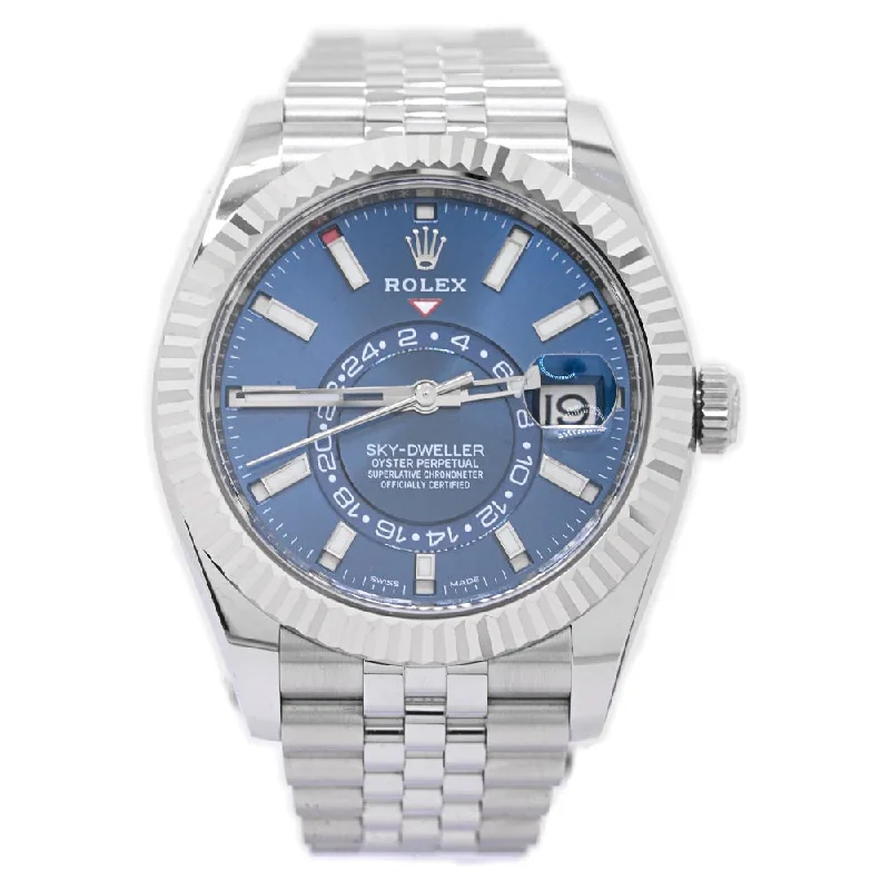 Rolex Sky Dweller Stainless Steel 42mm Blue Stick Dial Watch Reference# 326934