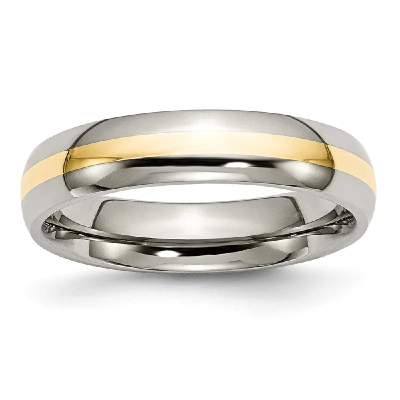 Titanium and 14K Gold, 5mm Striped Unisex Standard Fit Band